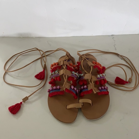 COPY - Anthropology Barbara barbieri tassel Pom lace Gladiator Sandal - Picture 7 of 16